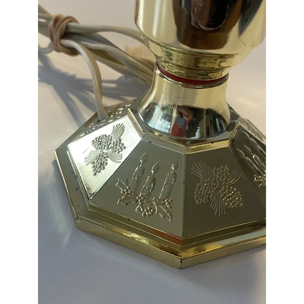 Vintage Christmas Candle Electric Hurricane Lamp 12” Tall Flickering Flame Works
